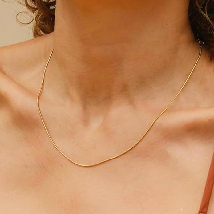Fashion Necklace, White Gold and 18K Gold Plated Necklaces, Snake Chain, Rope Chain.Best Gift for Woman(16-18in)