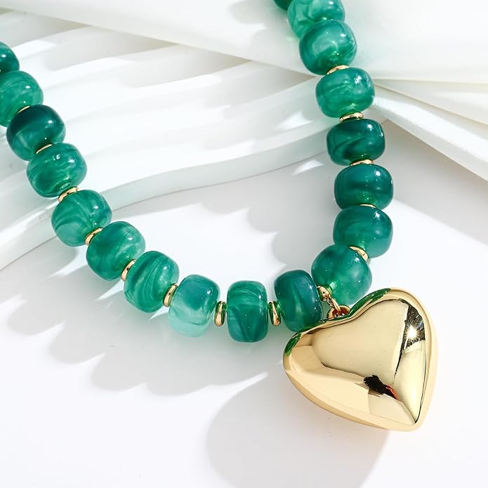 LILIE&WHITE Resin Chunky Beaded Necklace for Women Minimalistic Modern Statement Necklace Jewelry Accessories