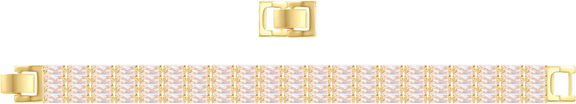 14K Gold Plated Women’s Tennis Bracelet – Sleek CZ Line Bracelet, Fits 6.0"–7.2" Wrist – Sparkly Everyday Jewelry Gift, Contemporary Tennis Bracelets for Women