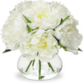 Hollyone Fake Flowers White Peonies Artificial Flowers Faux Flowers by Hollyone
