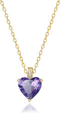 Genuine Birthstone Necklace for Women, Heart Love Necklace, Birthday Gifts for Her