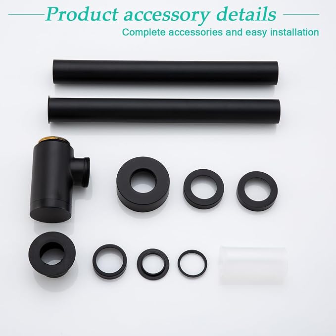 Brass Round Bottle P-Trap 1 1/4, Adjustable Basin Sink Waste Drain Trap Kit - Image 3