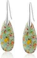 Natural Healing Stone Fishhoop Dangle Drop Earrings Statement Gold silver earrings