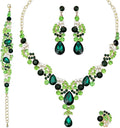CSY Elegant Crystal Necklace Earrings Bracelet Ring Bridal Wedding Party Costume Jewelry Sets for Brides Women