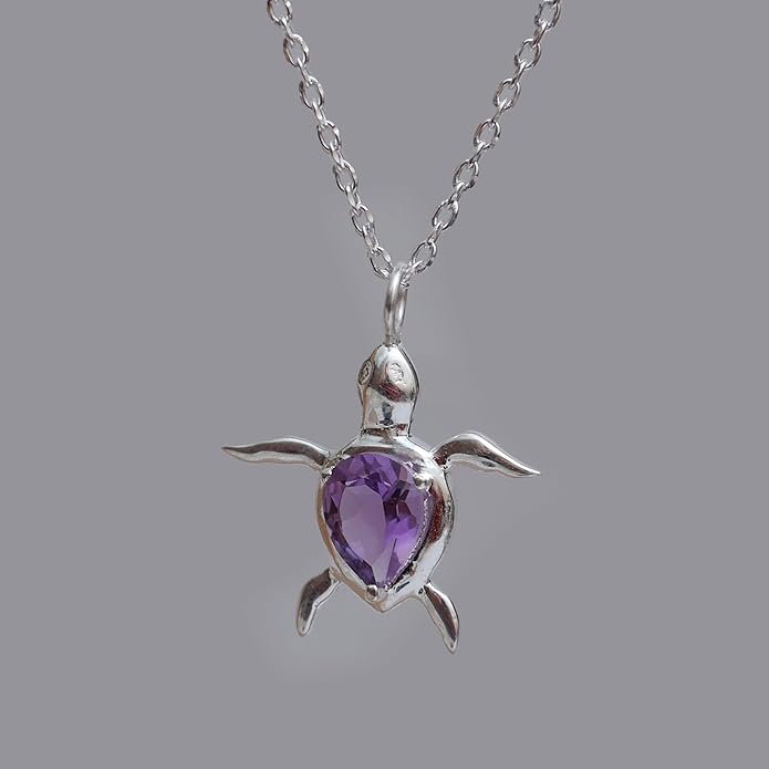 925 Sterling Silver Animal Pendant Necklace Collection for Women | Handmade Natural Gemstone Jewelry | Cat, Bee, Turtle & Bug Designs | Hypoallergenic Silver Necklace Gift for Her