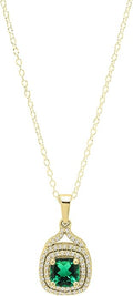 Dazzlingrock Collection 6mm Cushion Lab Created Gemstone & Round Natural Diamond Halo Pendant (Gold Chain Included), 10K Yellow Real Solid Gold
