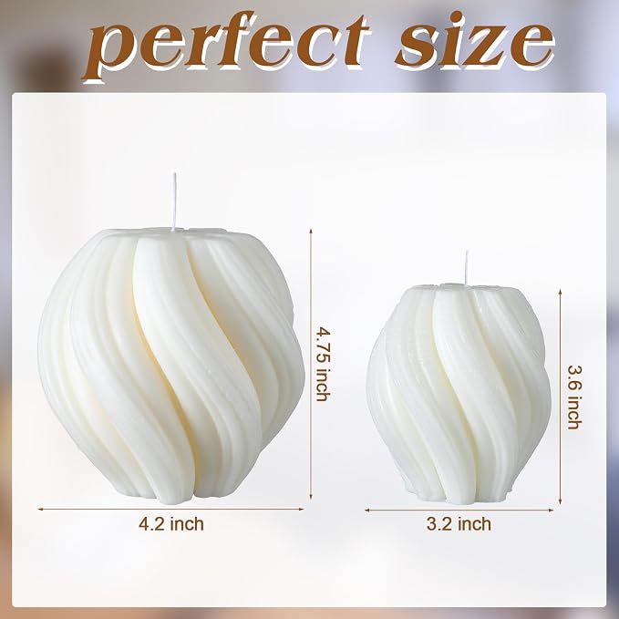 MTLEE 2 Pcs Spiral Swirl Candle Large Aesthetic Pillar Scented Soy Wax Twirl - Image 2