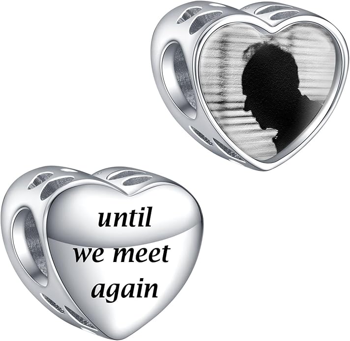 Annmors Personalized Photo Charms For Bracelets/Necklace 925 Sterling Silver Love Heart Shaped Engraved Customize Picture Gift for Birthday Mother's Day,Bead Charms Jewelry for Women