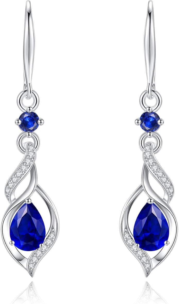 FANCIME Gift for Women Birthstone Dangle Earrings for Her Teardrop Birthstone Earrings S925 Sterling Silver infinity Love Birthday Gifts for Mom Women