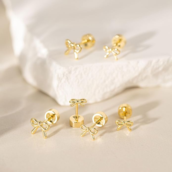 VRIUA 20G Tiny Flat Back Earrings for Women - 14K Gold/Silver Plated Small Flat Back Stud Earrings Hypoallergenic Cartilage Helix Piercing Jewelry