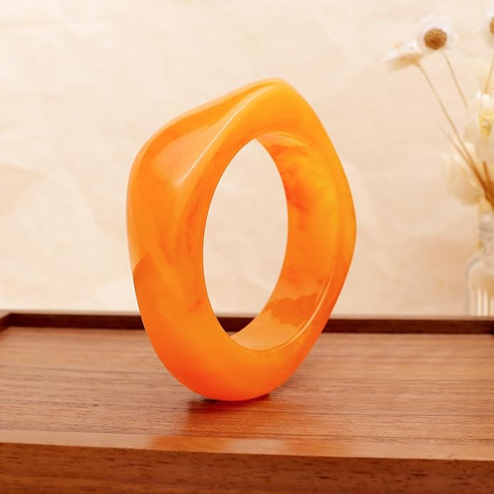 Chunky Resin Wide Bangle Bracelets for Women, Trendy Statement Minimalist Acrylic Bracelet Prom Holiday Jewelry Gift