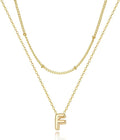 Valentines Day Gifts for Her - Bubble Letter Necklace Layered 14K Gold Plated Initial Necklaces for Women Dainty Cute Choker Pendant Stack Jewelry Fashion Accessories Teen Gift Trendy Stuff