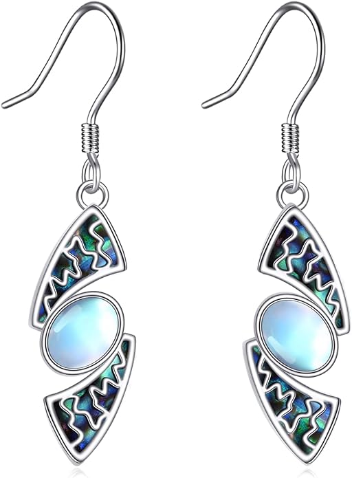 Abalone Shell Dangle Drop Earrings for Women 925 Sterling Silver Filigree Bohemian Earrings Jewelry Gift