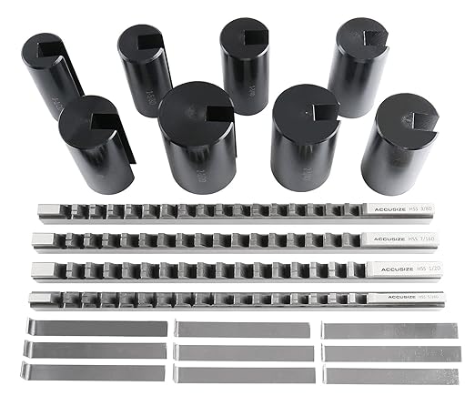 Accusize Industrial Tools No 40A H.S.S. Keyway Broach Sets in Fitted Box, 32 Combinations, 5100-0042