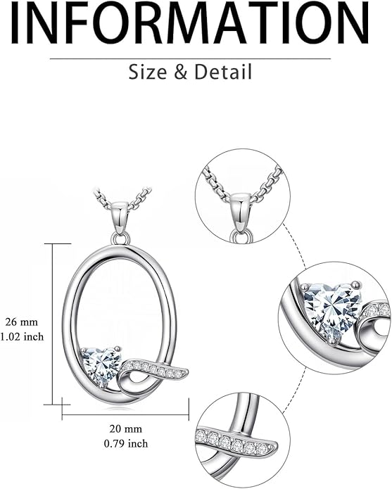 Valentines Day Gifts for Women Alphabet A to Z Initial Birthstone Pendant Necklaces for Women - 18k White Gold Plated Personalized Name Jewelry Valentine Mothers Day Birthday Gifts for Women Her Girlfriend