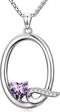 Valentines Day Gifts for Women Alphabet A to Z Initial Birthstone Pendant Necklaces for Women - 18k White Gold Plated Personalized Name Jewelry Valentine Mothers Day Birthday Gifts for Women Her Girlfriend