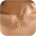 Bubble Gold Silver Letter Necklace Initial Necklaces for Women Trendy 14K Dainty Charm Pendant Name Necklace Personalized Jewelry Gift for Women Teen