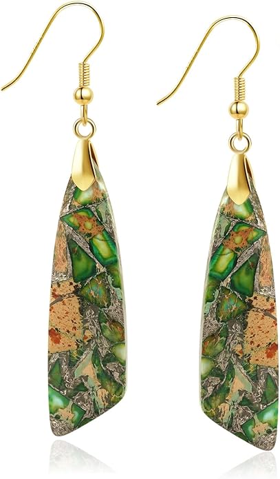 Jasper Stone Earrings for Women Trendy Dangle Earrings Fishhook Drop Earrings