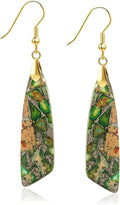 Jasper Stone Earrings for Women Trendy Dangle Earrings Fishhook Drop Earrings