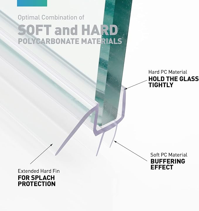 Shower Door Bottom Seal, Frameless Glass Shower Door Seal Strip, Stop Shower - Image 6