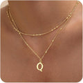 Initial Necklaces for Women, Dainty 14K Gold Plated Layered A-Z Letter Pendant Necklace Trendy Cute Choker Name Charm Necklace Stack Personalized Jewelry Gift for Her Birthday Christmas Gift