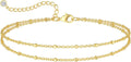 DEARMAY Dainty 14K Gold Plated Ankle Bracelets for Women, Waterproof 14K Gold Plated Link Chain Anklets Non Tarnish Set Pack Summer Beach Jewelry Gift