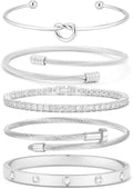 18 K Gold Plated Love Bangle Bracelet Stack Cuff Jewelry for Women Jewelry Set for Women Gift with Box
