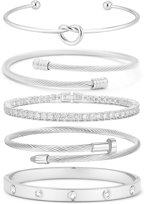 18 K Gold Plated Love Bangle Bracelet Stack Cuff Jewelry for Women Jewelry Set for Women Gift with Box