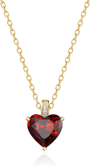 Genuine Birthstone Necklace for Women, Heart Love Necklace, Birthday Gifts for Her