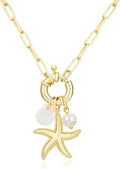 MISS RIGHT Dainty Gold Evil Eye Hamsa Hand Coin Lucky Charm Pendant Necklace for Women Trendy Vintage Paperclip Chain Sun Moon Clover Flower Chunky Charm Necklace Jewelry Gifts