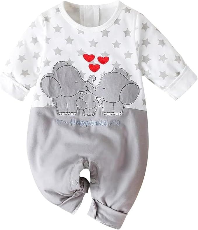 Cute Giraffe + Zebra With Floral Print Long Sleeve Baby Girl Clothes White Jumpsuit For Baby One-Piece Romper
