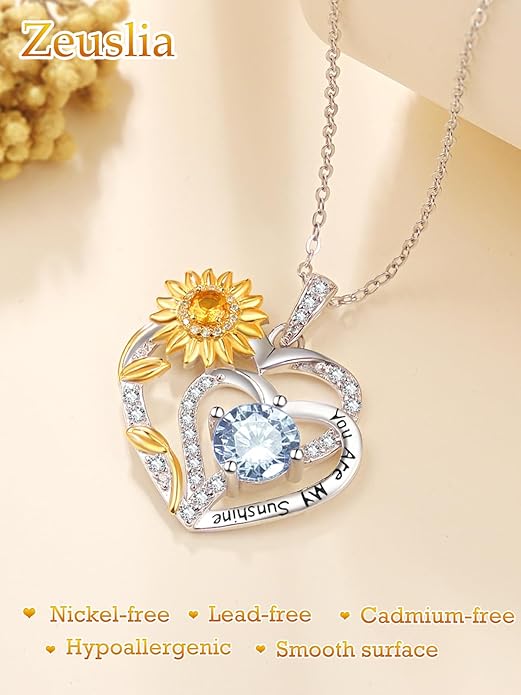Valentine's Day Gifts for Wife 925 Sterling Silver Double Birthstone Pendant Necklaces I Love You for Always and Forever Necklace Anniversary Birthday Gifts for Wife Girlfriend Mom Her