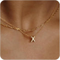 Initial Necklaces for Women, Trendy 14K Gold Plated Layered Necklace Dainty A-Z Letter Custom Name Personalized Choker Necklaces Non Tarnish Fashion Accessories Gold Jewelry Birthday Gifts for Her