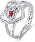 Valentine's Day Gifts for Women Birthstone Rings for Women Heart Statemet Engagement Eternity Wedding Promise Rings Jewelry Anniversary Christmas Valentine Mothers Day Birthday Gifts for Wife Her Girlfriend