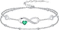 Dorunmo Infinity Heart Anklet Bracelet for Women 925 Sterling Silver Adjustable Infinity Birthstone Bracelet Friendship Jewelry Gifts for Women Birthday Christmas