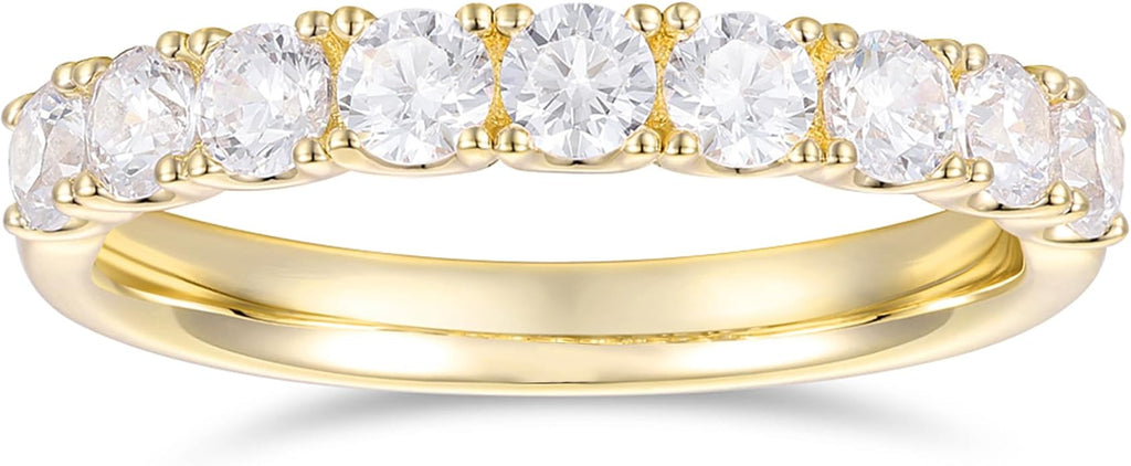 14K Gold Moissanite Rings 2.5mm Half Eternity Bands Womens Band Ring 14K Gold Moissanite Wedding Band for Women