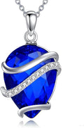 Birthstone Necklace for Women Sterling Silver Teardrop Pendant Necklace Birthday Jewelry Gift for Women