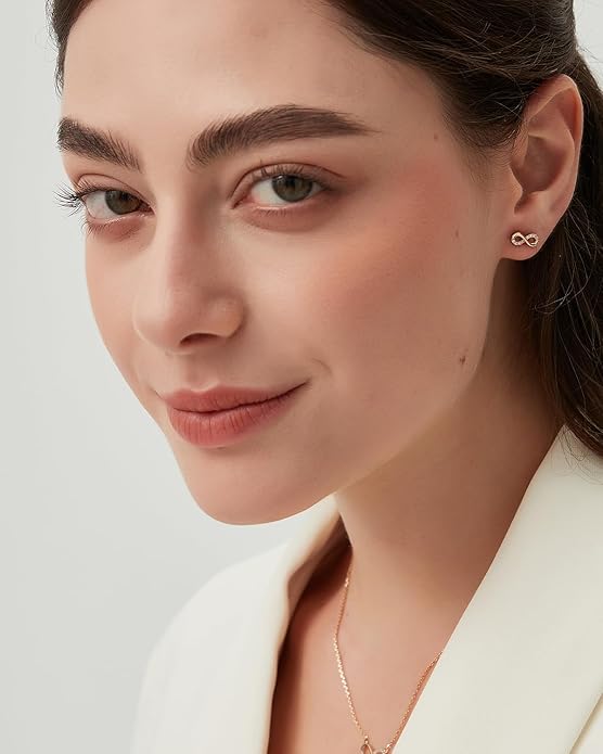 COBI Jewelry Set for Women, 18K Gold & Rhodium Plated CZ Necklace & Earrings, Clover Halo Infinity Solitaire Feather Designs, Dainty Crystal Pendant Sets, Trendy Fashion Gifts for Her