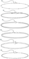 Anklets for Women 14K Gold Silver Plated Ankle Bracelets Trendy Waterproof Boho Anklets Set Adjustable Dainty Cute Diamond Beaded Heart Non Tarnish Summer Beach Jewelry Gift