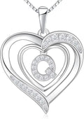 RIVIKO Heart Initial Necklace for Women, 925 Sterling Silver Letter Pendant,Personalized Charm Alphabet Jewelry Valentines Mother's Day Anniversary Christmas Birthday Gifts for Women Her Mom Wife