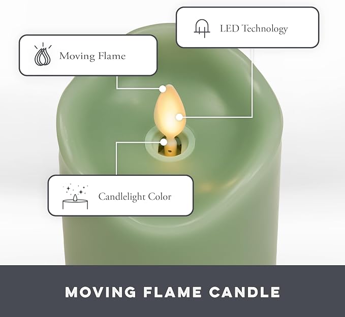 Co. Set of 3 Flameless LED Flickering Battery Candle Moving Flame Pillar - Image 3