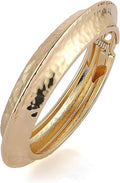 HZMAN 18K Gold Plated Wide Cuff Bracelet for Women - Premium Alloy Shiny Polished Double Layer Statement Bangle, Trendy Daily Wear Party Jewelry Accessory
