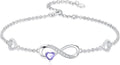 Dorunmo Infinity Heart Anklet Bracelet for Women 925 Sterling Silver Adjustable Infinity Birthstone Bracelet Friendship Jewelry Gifts for Women Birthday Christmas
