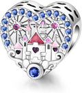 Birthday Fashion Love Heart Dangle Charm 925 Sterling Silver Charms fits Bracelets and Necklace Pendant Bead Charms Jewelry Present for Women Family Friends