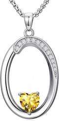 Valentines Day Gifts for Women Alphabet A to Z Initial Birthstone Pendant Necklaces for Women - 18k White Gold Plated Personalized Name Jewelry Valentine Mothers Day Birthday Gifts for Women Her Girlfriend