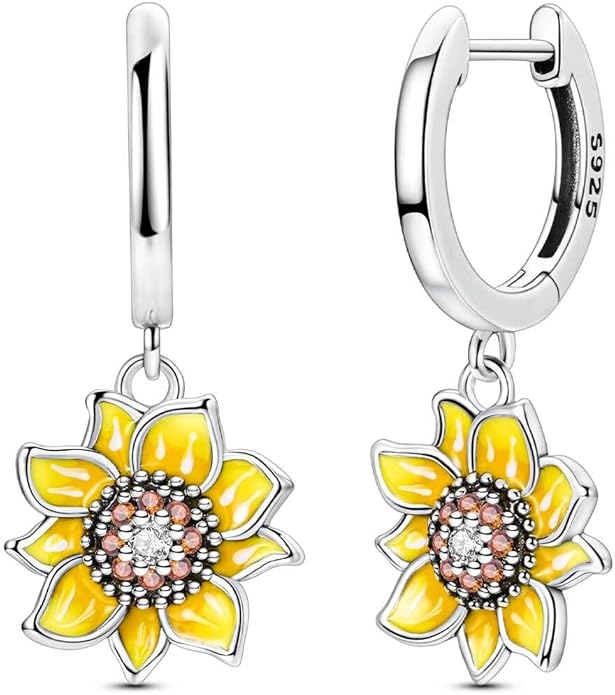 LAZA 925 Sterling Silver Hoop Earrings for Women, Hypoallergenic Huggie Butterfly Dangle Drop Earrings Colorful Flower Earrings Jewelry Gifts