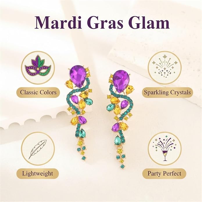 Rhinestone Statement Dangle Earrings Sparkly Crystal Bridal Wedding Earrings for Brides Bridesmaides Chandelier Teardrop Earrings for Women Prom Party