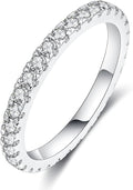 IMOLOVE Lab Grown Diamond Wedding Bands, 0.3-0.42 Carat, Eternity Rings in 18K White Gold & Sterling Silver Size 4-11