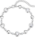 Carleen Birthstone Bracelets for Women 925 Sterling Silver Five Heart Station Created Gemstone Tennis Bracelet Jewelry Anniversary Birthday for Wife, 7"+1.2" Extender