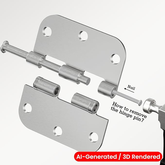 TDCHINGES Rounded Brushed Nickel Door Hinges 3.5 Inch 5/8" Lasting Mute | 6 - Image 3